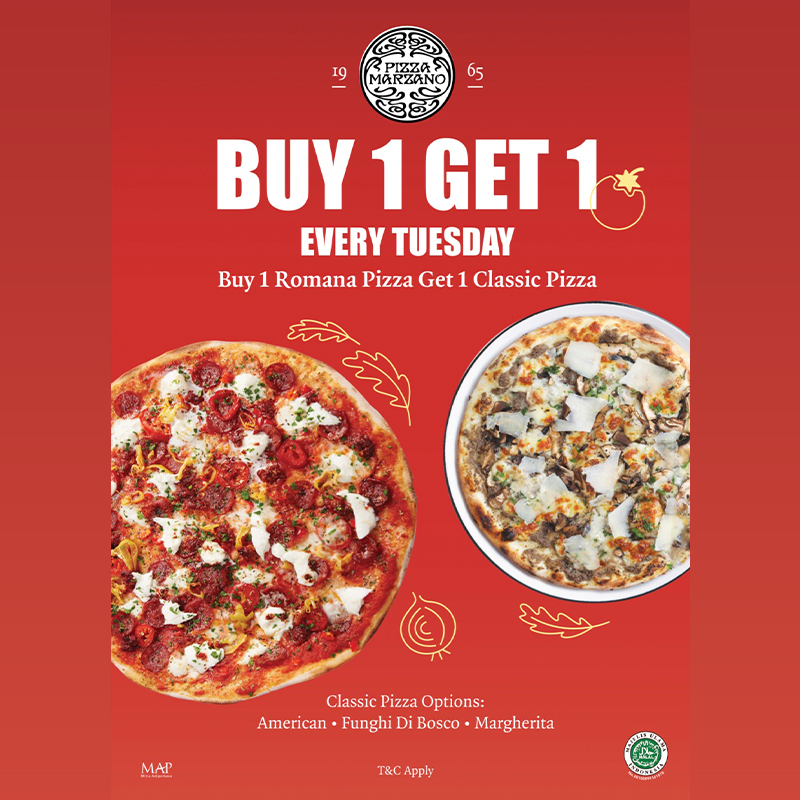 Pizza Marzano Buy 1 Get 1 Every Tuesday